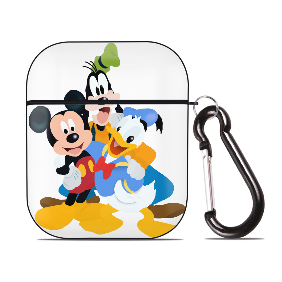（画像用） ミッキーマウス Mickey Mouse AirPods 第2世代保護ケース ハードシェル ブラック 耐衝撃・防指紋・カラビナ付き