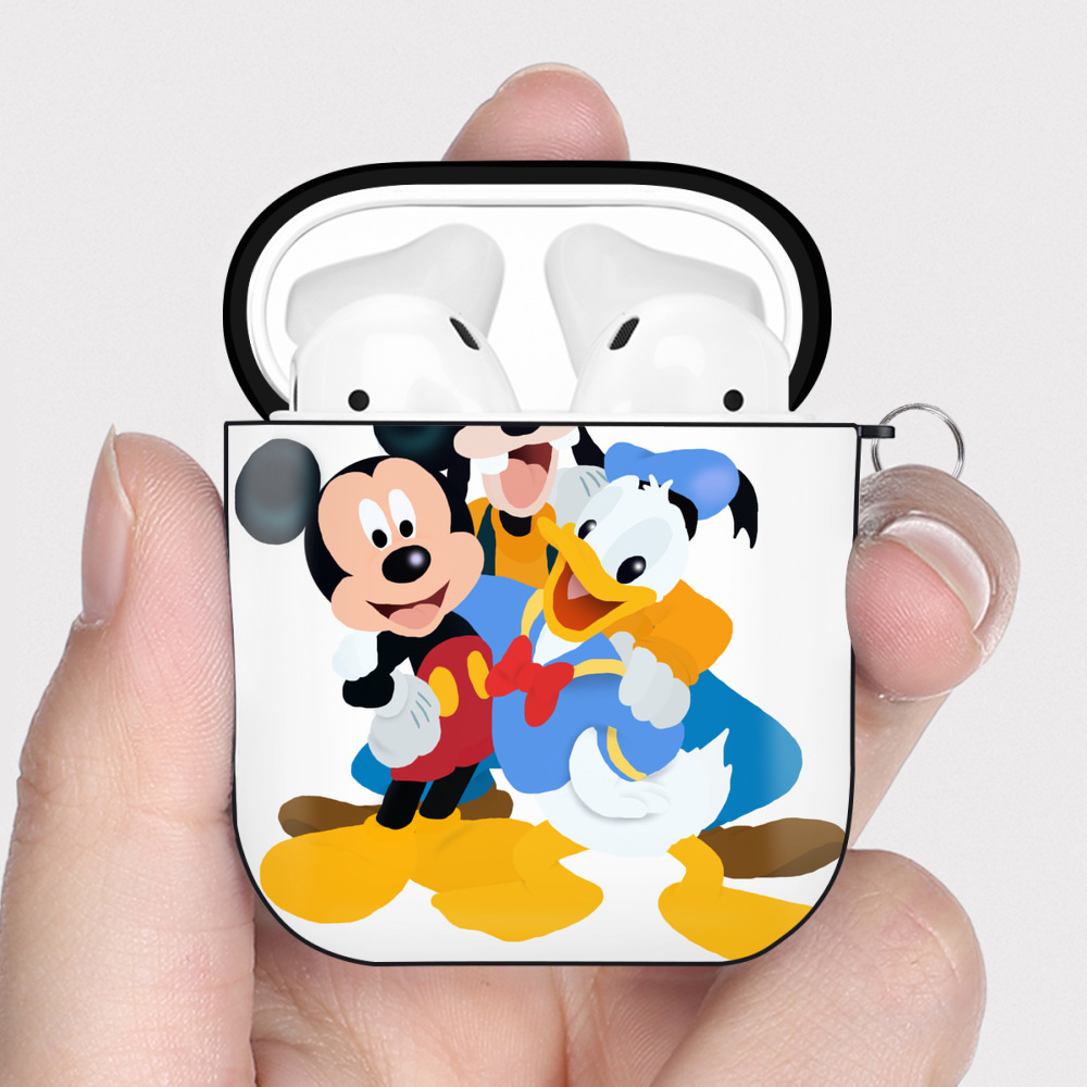 （画像用） ミッキーマウス Mickey Mouse AirPods 第2世代保護ケース ハードシェル ブラック 耐衝撃・防指紋・カラビナ付き