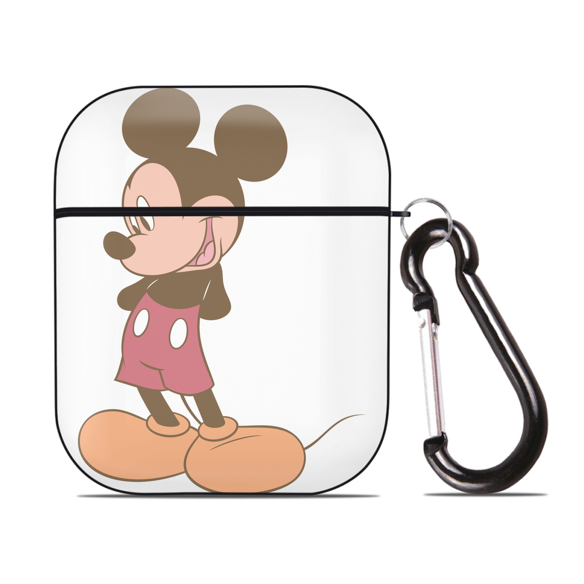 （画像用） ミッキーマウス Mickey Mouse AirPods 第2世代保護ケース ハードシェル ブラック 耐衝撃・防指紋・カラビナ付き