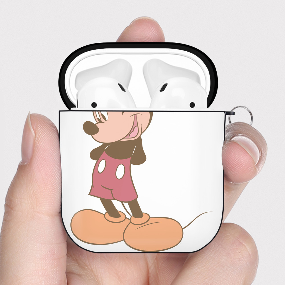 （画像用） ミッキーマウス Mickey Mouse AirPods 第2世代保護ケース ハードシェル ブラック 耐衝撃・防指紋・カラビナ付き