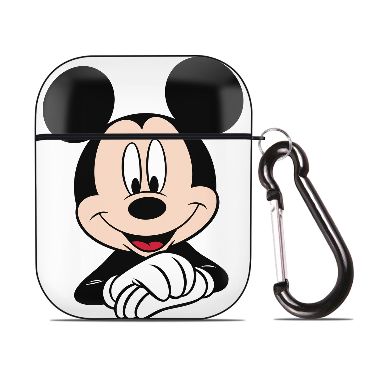 （画像用） ミッキーマウス Mickey Mouse AirPods 第2世代保護ケース ハードシェル ブラック 耐衝撃・防指紋・カラビナ付き