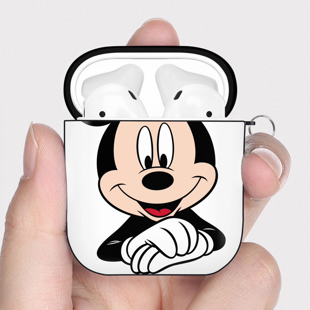 （画像用） ミッキーマウス Mickey Mouse AirPods 第2世代保護ケース ハードシェル ブラック 耐衝撃・防指紋・カラビナ付き