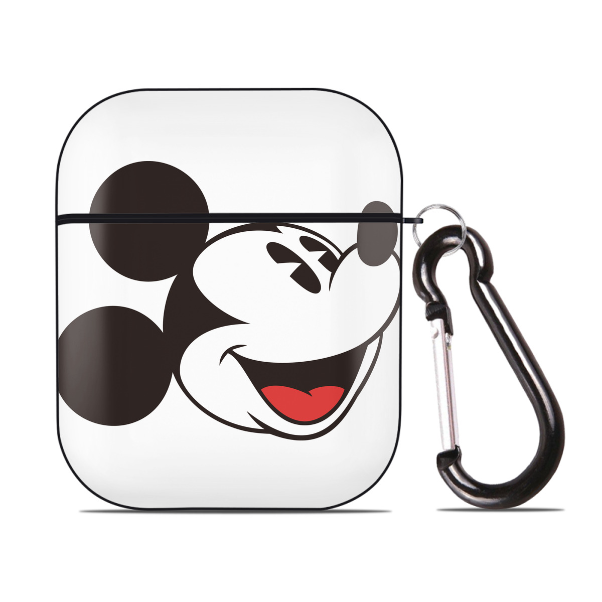 （画像用） ミッキーマウス Mickey Mouse AirPods 第2世代保護ケース ハードシェル ブラック 耐衝撃・防指紋・カラビナ付き