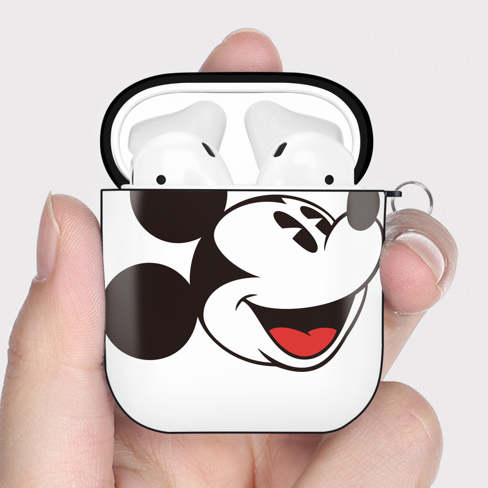 （画像用） ミッキーマウス Mickey Mouse AirPods 第2世代保護ケース ハードシェル ブラック 耐衝撃・防指紋・カラビナ付き