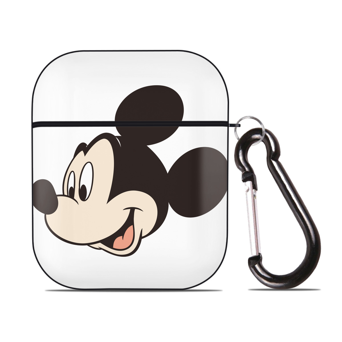 （画像用） ミッキーマウス Mickey Mouse AirPods 第2世代保護ケース ハードシェル ブラック 耐衝撃・防指紋・カラビナ付き