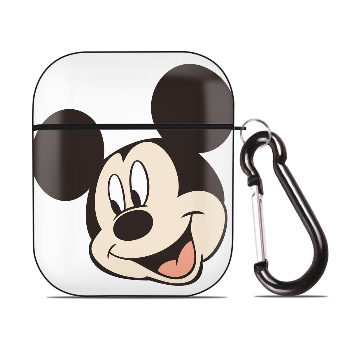 （画像用） ミッキーマウス Mickey Mouse AirPods 第2世代保護ケース ハードシェル ブラック 耐衝撃・防指紋・カラビナ付き