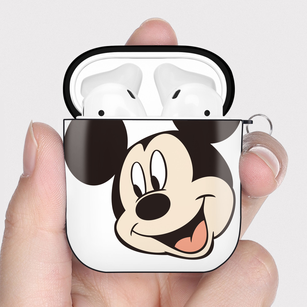 （画像用） ミッキーマウス Mickey Mouse AirPods 第2世代保護ケース ハードシェル ブラック 耐衝撃・防指紋・カラビナ付き