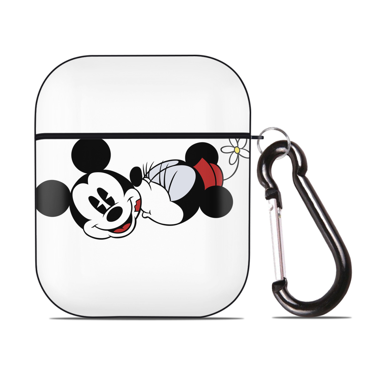 （画像用） ミッキーマウス Mickey Mouse AirPods 第2世代保護ケース ハードシェル ブラック 耐衝撃・防指紋・カラビナ付き
