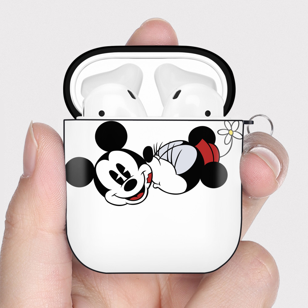 （画像用） ミッキーマウス Mickey Mouse AirPods 第2世代保護ケース ハードシェル ブラック 耐衝撃・防指紋・カラビナ付き