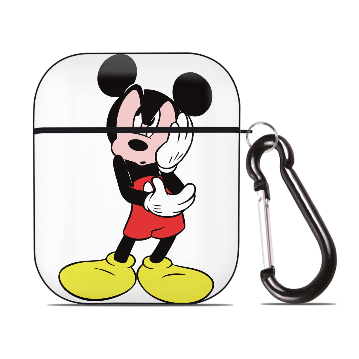 （画像用） ミッキーマウス Mickey Mouse AirPods 第2世代保護ケース ハードシェル ブラック 耐衝撃・防指紋・カラビナ付き