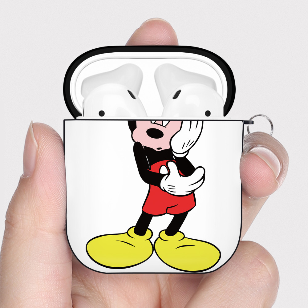 （画像用） ミッキーマウス Mickey Mouse AirPods 第2世代保護ケース ハードシェル ブラック 耐衝撃・防指紋・カラビナ付き