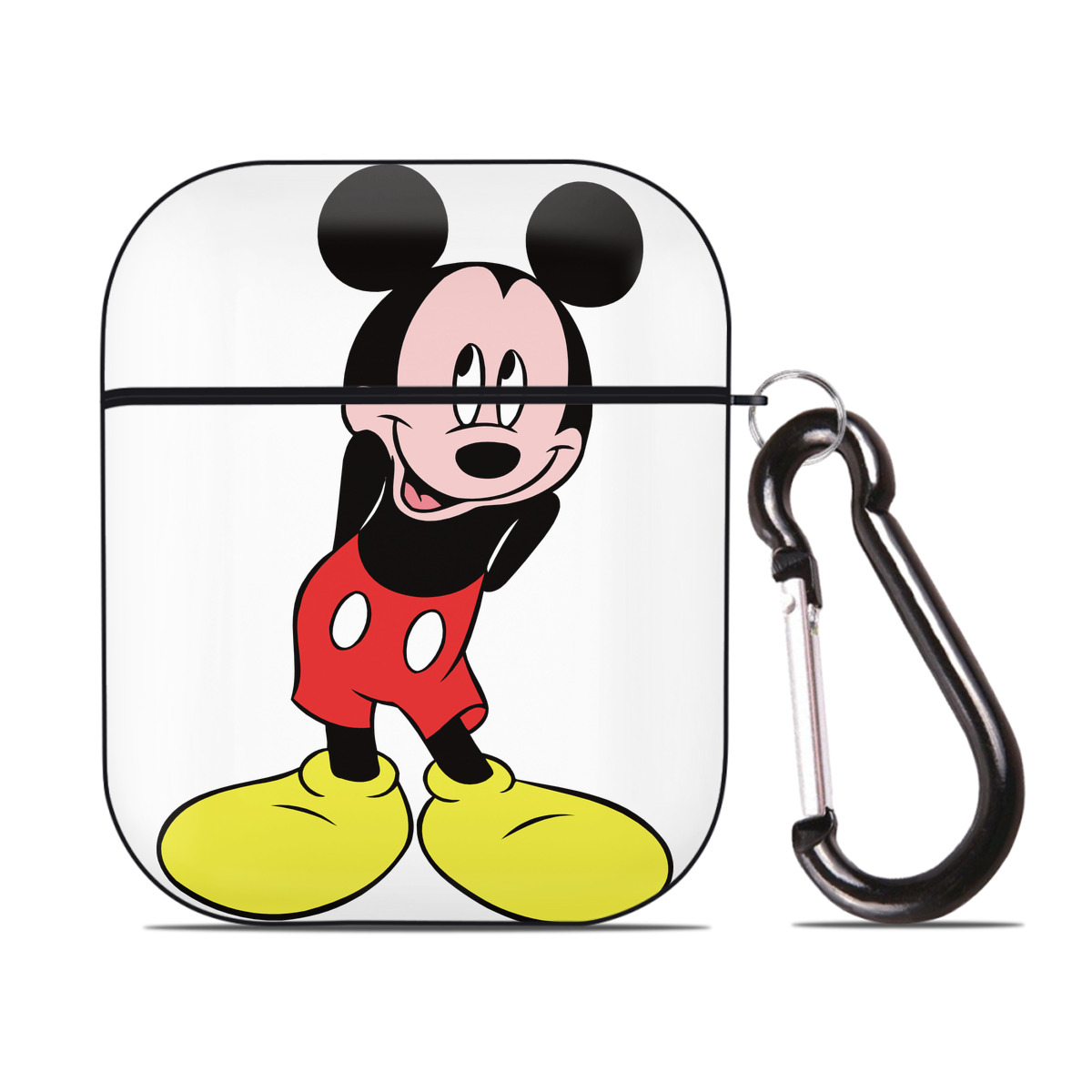 （画像用） ミッキーマウス Mickey Mouse AirPods 第2世代保護ケース ハードシェル ブラック 耐衝撃・防指紋・カラビナ付き