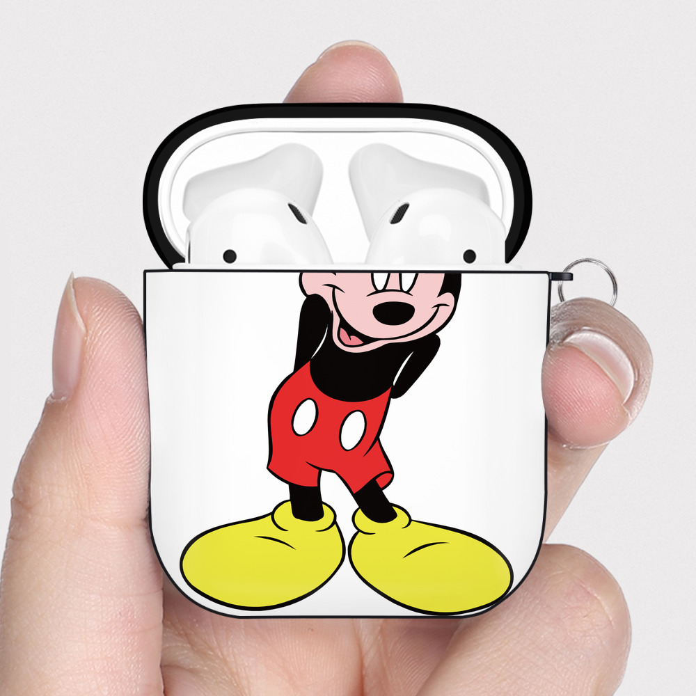（画像用） ミッキーマウス Mickey Mouse AirPods 第2世代保護ケース ハードシェル ブラック 耐衝撃・防指紋・カラビナ付き