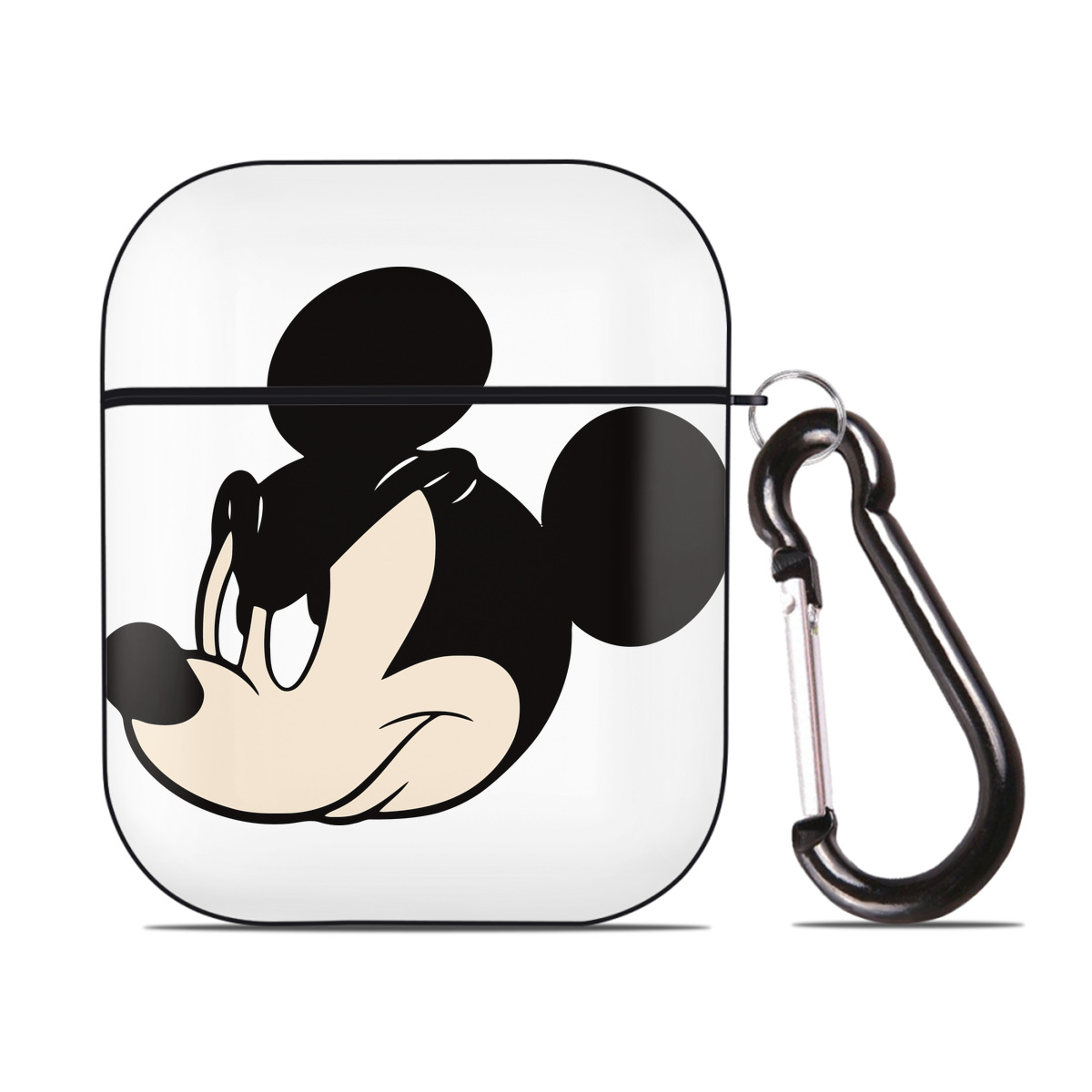 （画像用） ミッキーマウス Mickey Mouse AirPods 第2世代保護ケース ハードシェル ブラック 耐衝撃・防指紋・カラビナ付き