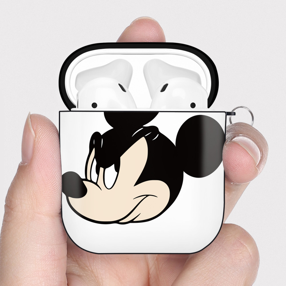 （画像用） ミッキーマウス Mickey Mouse AirPods 第2世代保護ケース ハードシェル ブラック 耐衝撃・防指紋・カラビナ付き