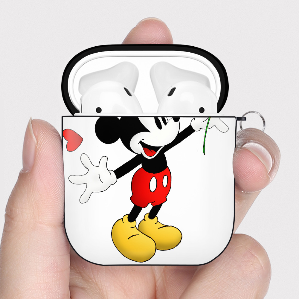 （画像用） ミッキーマウス Mickey Mouse AirPods 第2世代保護ケース ハードシェル ブラック 耐衝撃・防指紋・カラビナ付き
