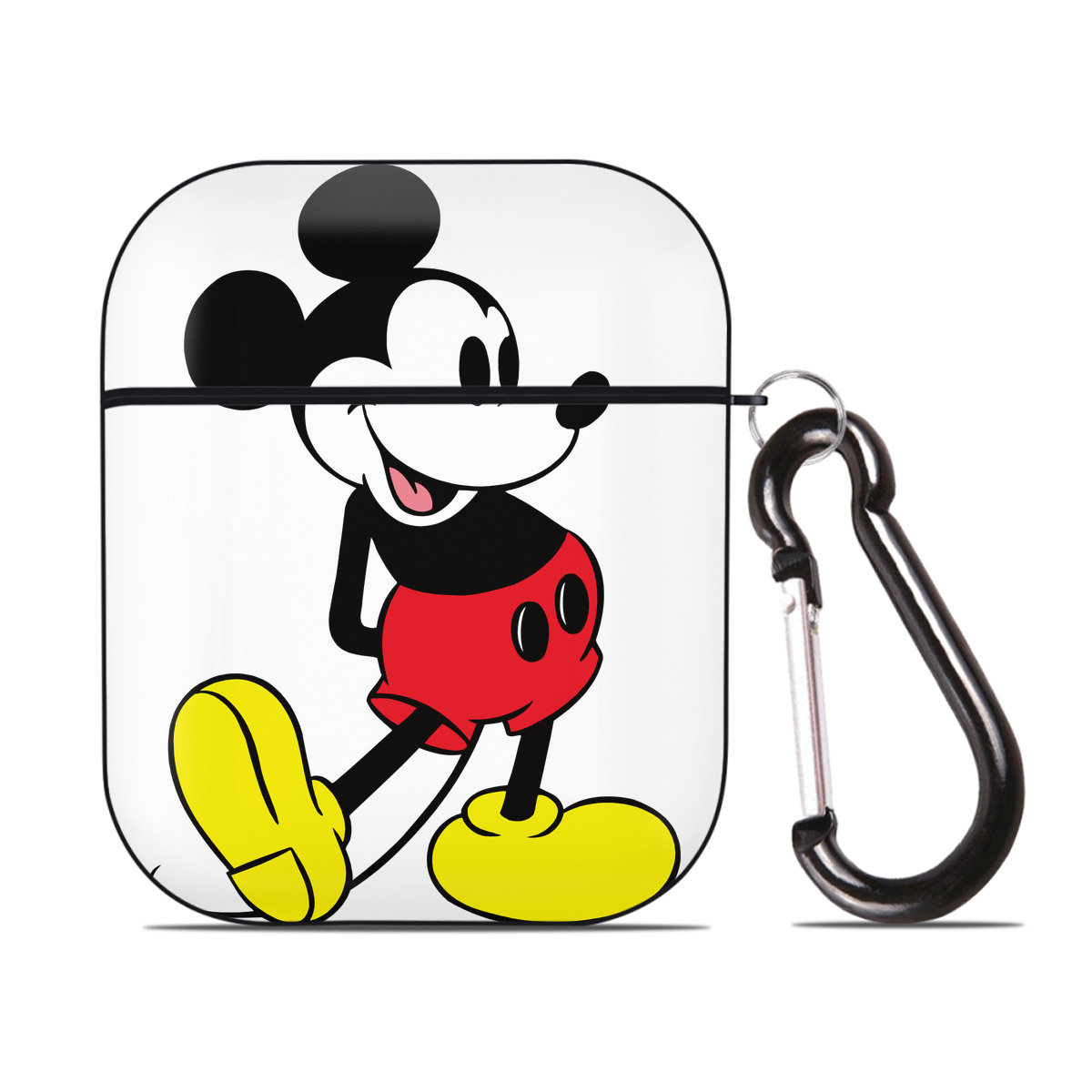（画像用） ミッキーマウス Mickey Mouse AirPods 第2世代保護ケース ハードシェル ブラック 耐衝撃・防指紋・カラビナ付き