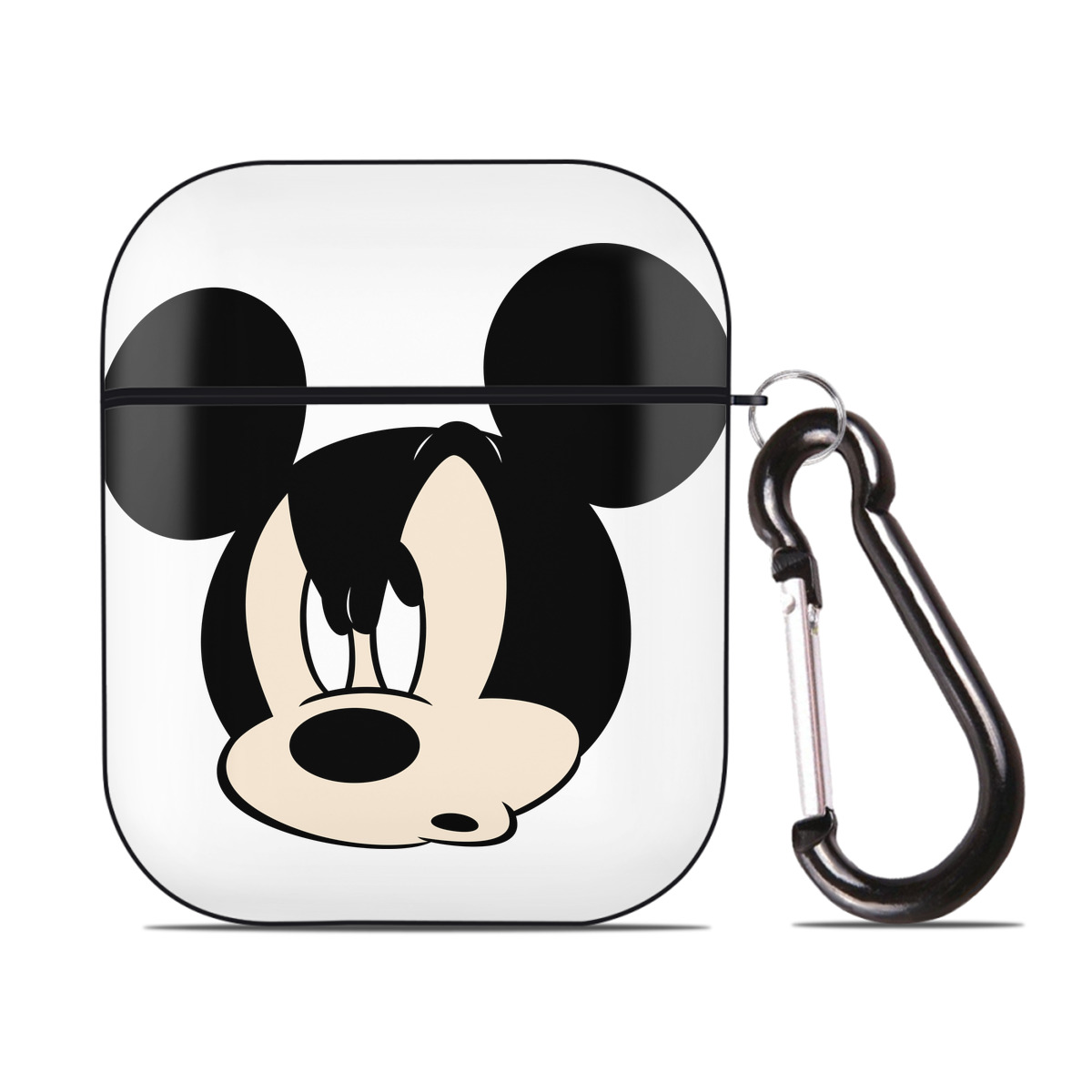 （画像用） ミッキーマウス Mickey Mouse AirPods 第2世代保護ケース ハードシェル ブラック 耐衝撃・防指紋・カラビナ付き