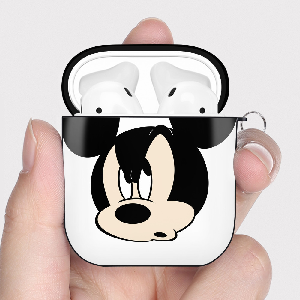 （画像用） ミッキーマウス Mickey Mouse AirPods 第2世代保護ケース ハードシェル ブラック 耐衝撃・防指紋・カラビナ付き