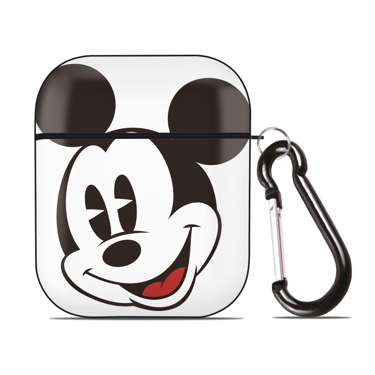 （画像用） ミッキーマウス Mickey Mouse AirPods 第2世代保護ケース ハードシェル ブラック 耐衝撃・防指紋・カラビナ付き