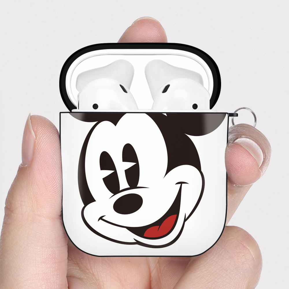 （画像用） ミッキーマウス Mickey Mouse AirPods 第2世代保護ケース ハードシェル ブラック 耐衝撃・防指紋・カラビナ付き