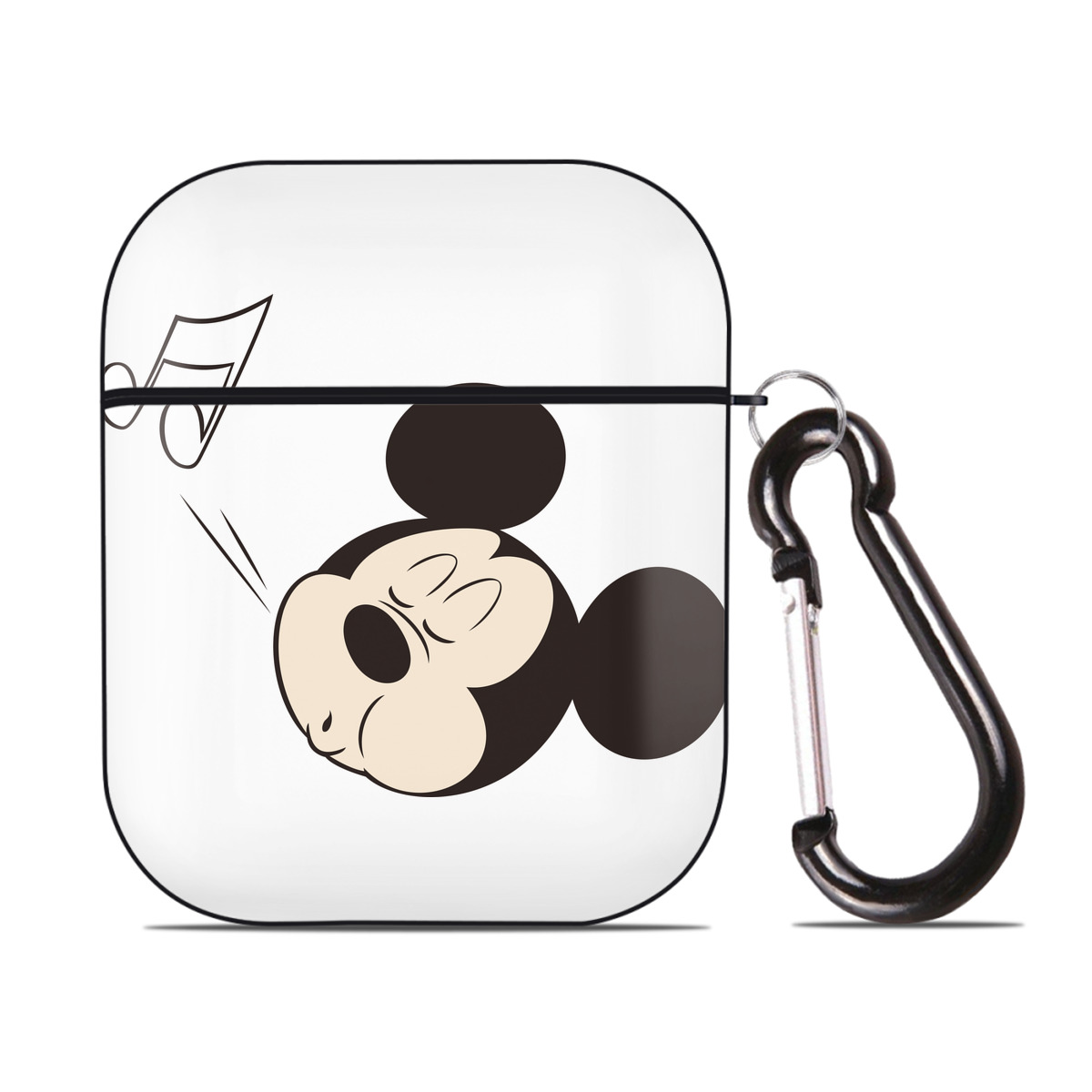 （画像用） ミッキーマウス Mickey Mouse AirPods 第2世代保護ケース ハードシェル ブラック 耐衝撃・防指紋・カラビナ付き