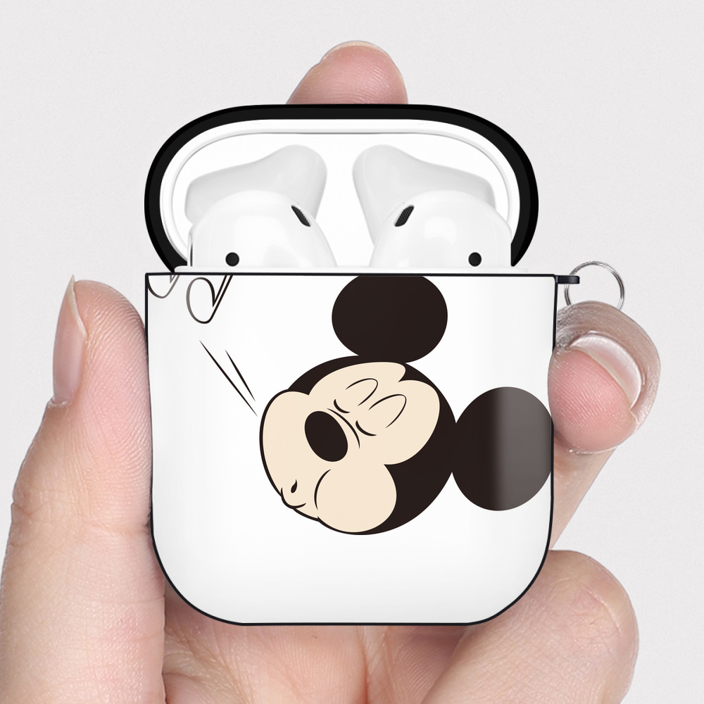 （画像用） ミッキーマウス Mickey Mouse AirPods 第2世代保護ケース ハードシェル ブラック 耐衝撃・防指紋・カラビナ付き