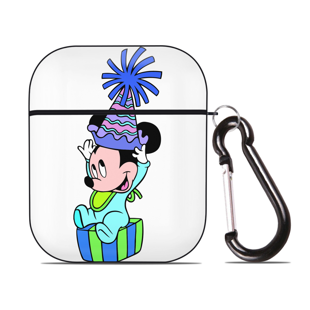 （画像用） ミッキーマウス Mickey Mouse AirPods 第2世代保護ケース ハードシェル ブラック 耐衝撃・防指紋・カラビナ付き