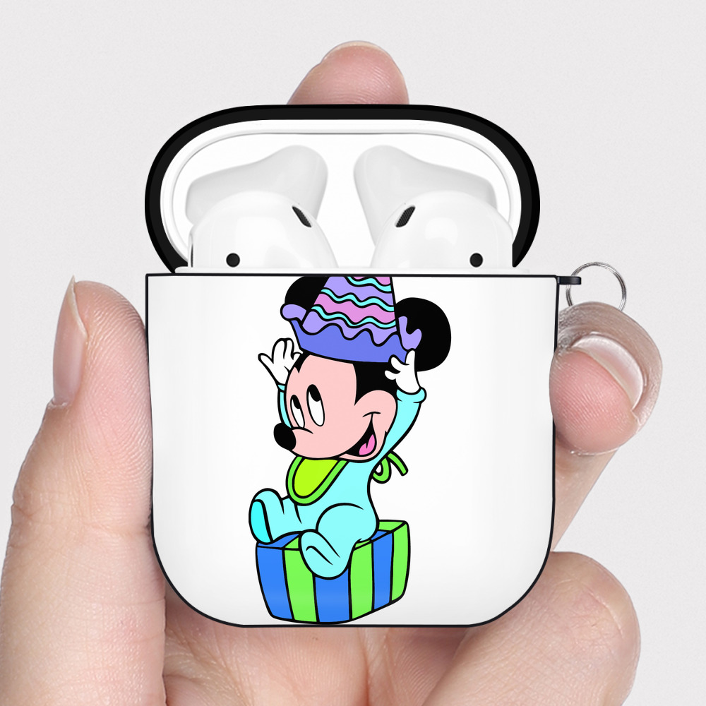 （画像用） ミッキーマウス Mickey Mouse AirPods 第2世代保護ケース ハードシェル ブラック 耐衝撃・防指紋・カラビナ付き