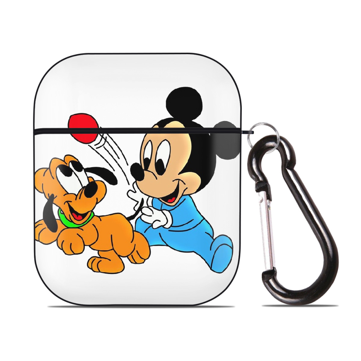 （画像用） ミッキーマウス Mickey Mouse AirPods 第2世代保護ケース ハードシェル ブラック 耐衝撃・防指紋・カラビナ付き