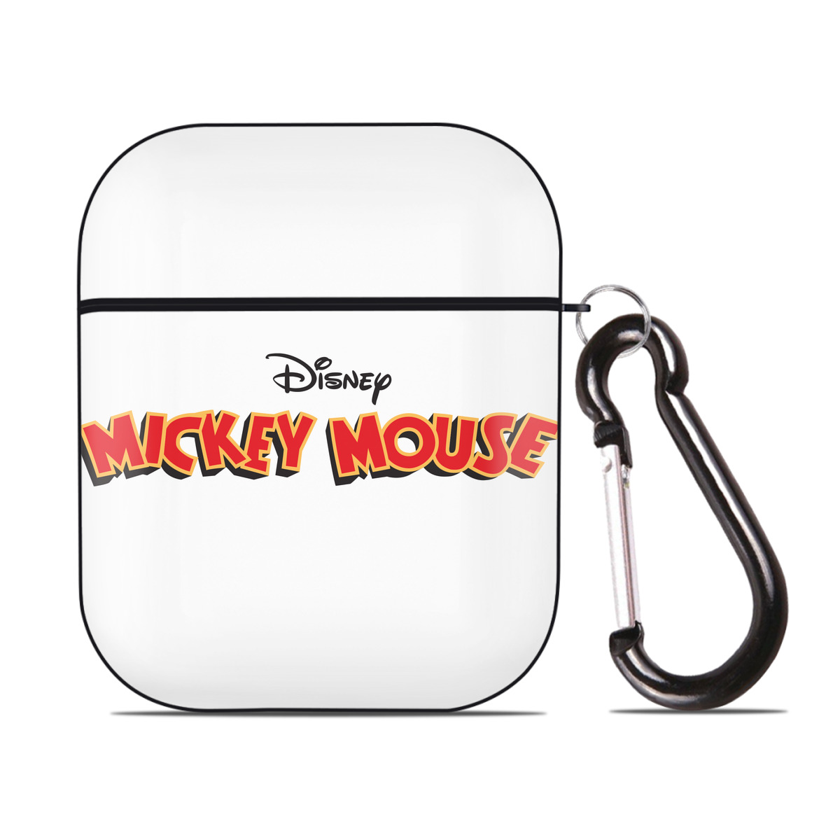 （画像用） ミッキーマウス Mickey Mouse AirPods 第2世代保護ケース ハードシェル ブラック 耐衝撃・防指紋・カラビナ付き