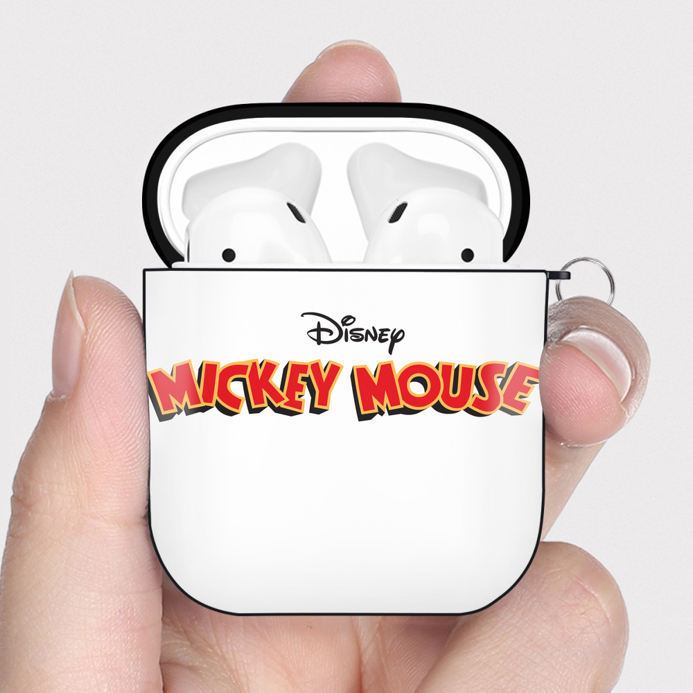 （画像用） ミッキーマウス Mickey Mouse AirPods 第2世代保護ケース ハードシェル ブラック 耐衝撃・防指紋・カラビナ付き