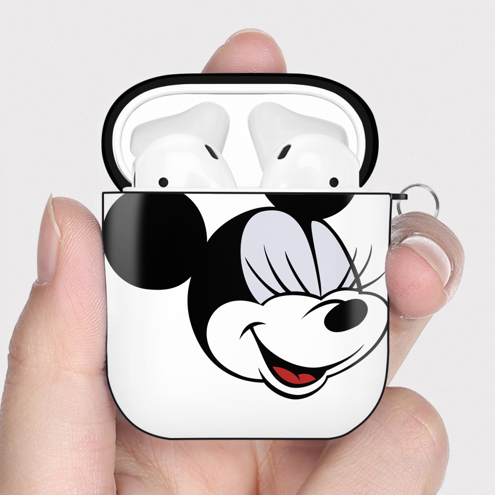 （画像用） ミッキーマウス Mickey Mouse AirPods 第2世代保護ケース ハードシェル ブラック 耐衝撃・防指紋・カラビナ付き