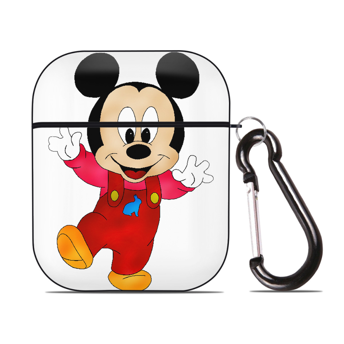 （画像用） ミッキーマウス Mickey Mouse AirPods 第2世代保護ケース ハードシェル ブラック 耐衝撃・防指紋・カラビナ付き