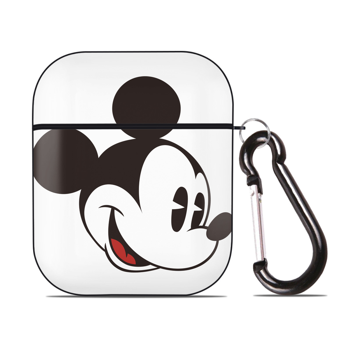 （画像用） ミッキーマウス Mickey Mouse AirPods 第2世代保護ケース ハードシェル ブラック 耐衝撃・防指紋・カラビナ付き