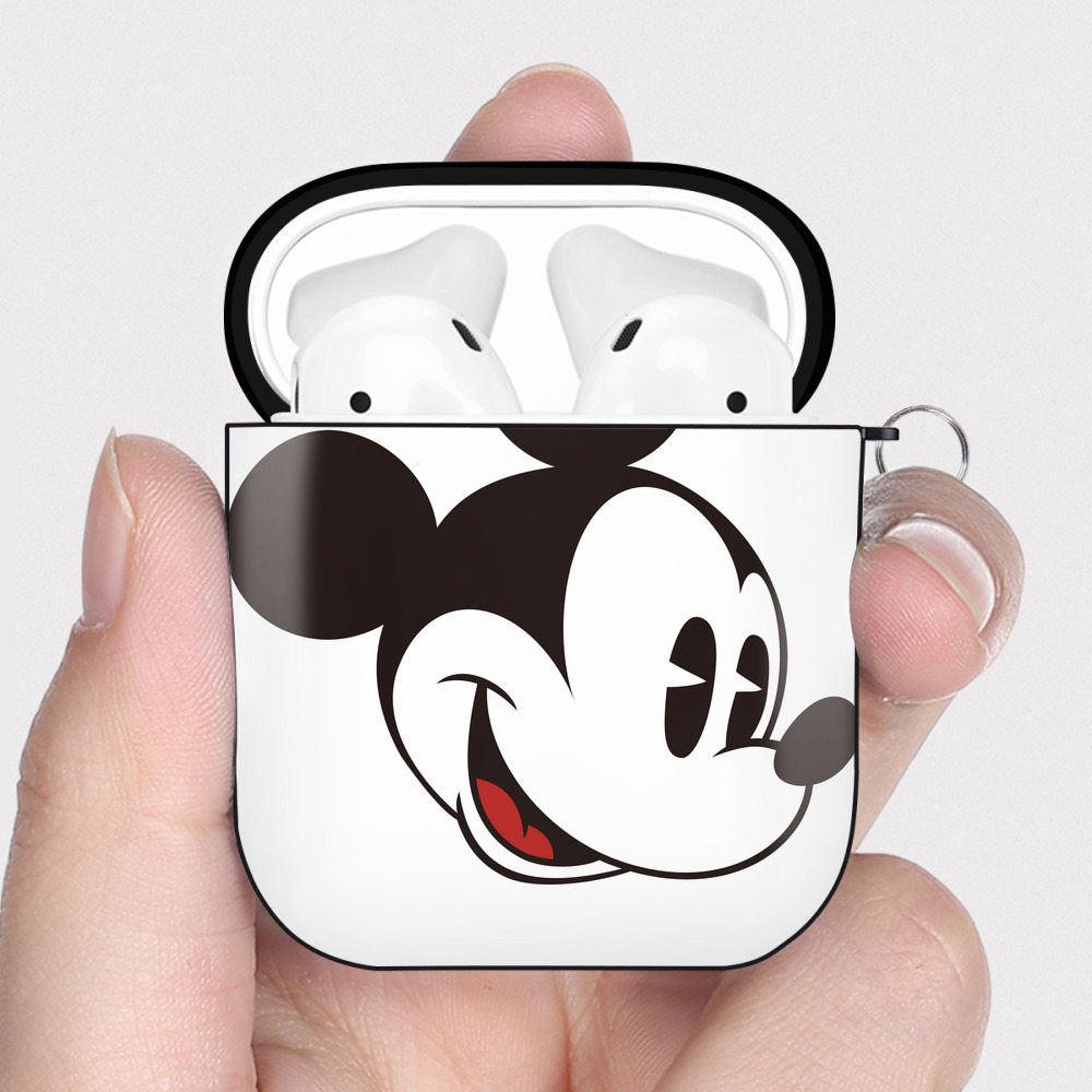 （画像用） ミッキーマウス Mickey Mouse AirPods 第2世代保護ケース ハードシェル ブラック 耐衝撃・防指紋・カラビナ付き