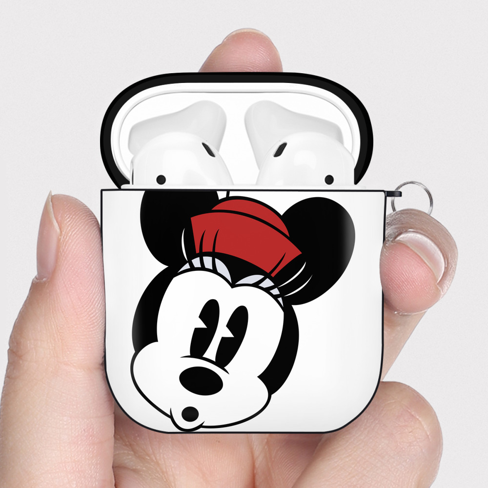 （画像用） ミッキーマウス Mickey Mouse AirPods 第2世代保護ケース ハードシェル ブラック 耐衝撃・防指紋・カラビナ付き