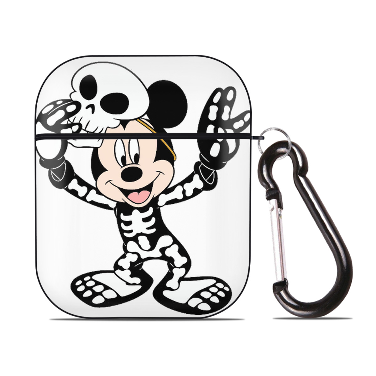 （画像用） ミッキーマウス Mickey Mouse AirPods 第2世代保護ケース ハードシェル ブラック 耐衝撃・防指紋・カラビナ付き