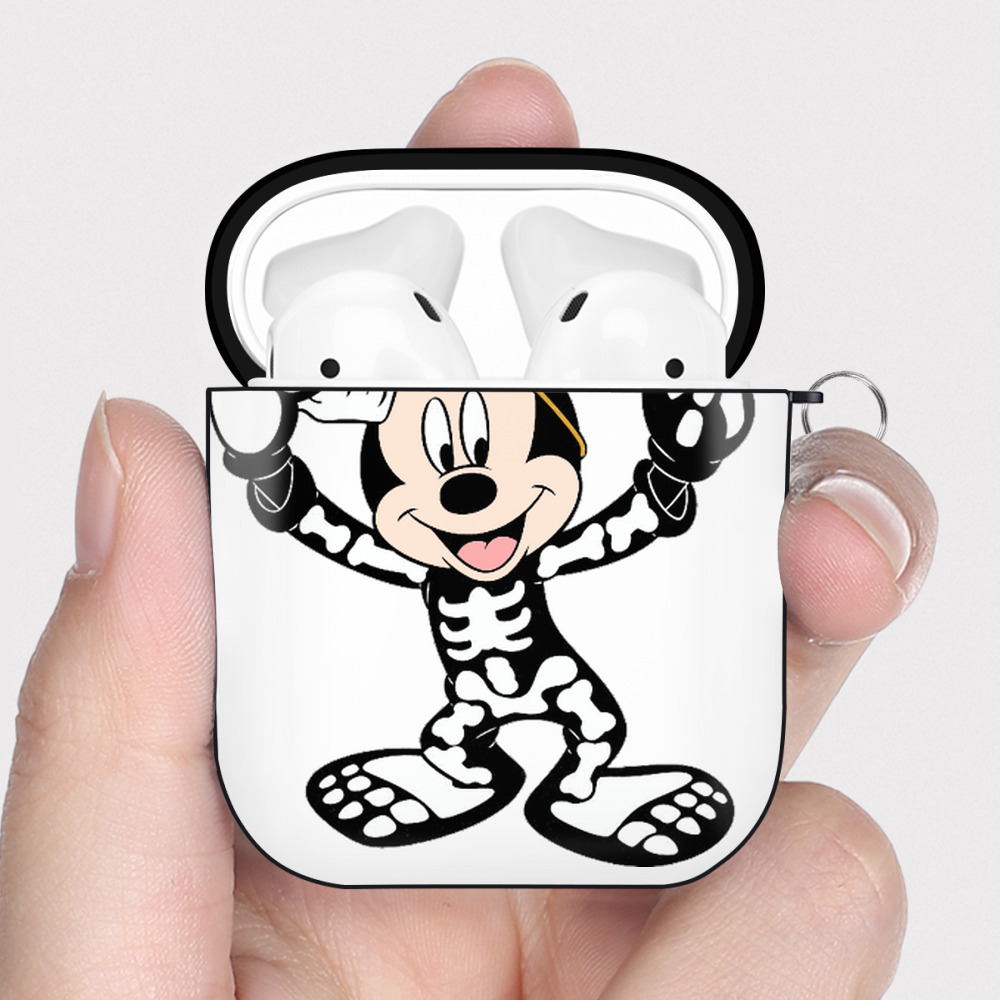 （画像用） ミッキーマウス Mickey Mouse AirPods 第2世代保護ケース ハードシェル ブラック 耐衝撃・防指紋・カラビナ付き