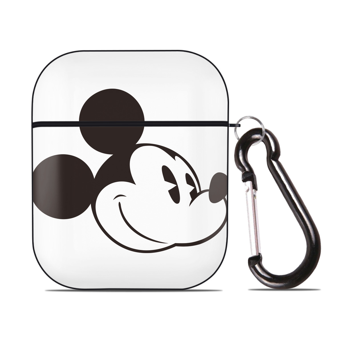 （画像用） ミッキーマウス Mickey Mouse AirPods 第2世代保護ケース ハードシェル ブラック 耐衝撃・防指紋・カラビナ付き