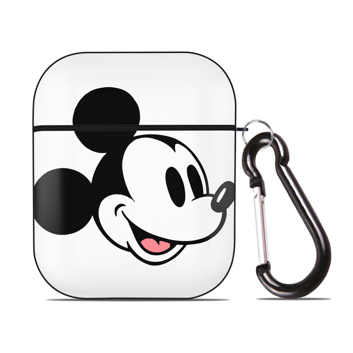 （画像用） ミッキーマウス Mickey Mouse AirPods 第2世代保護ケース ハードシェル ブラック 耐衝撃・防指紋・カラビナ付き