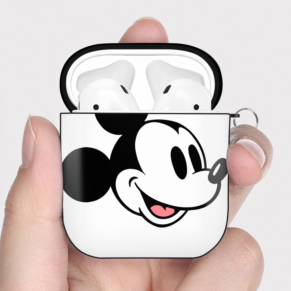 （画像用） ミッキーマウス Mickey Mouse AirPods 第2世代保護ケース ハードシェル ブラック 耐衝撃・防指紋・カラビナ付き