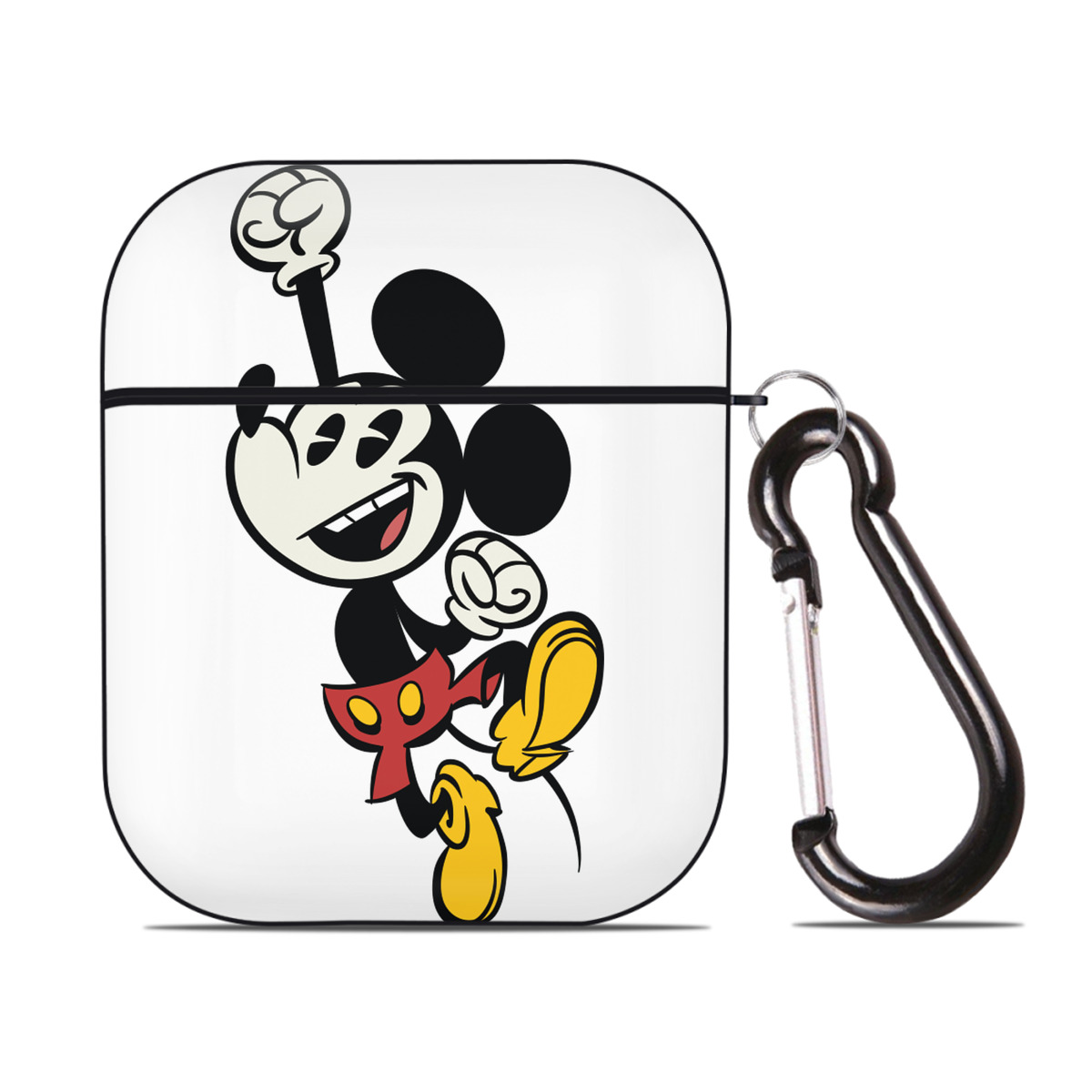 （画像用） ミッキーマウス Mickey Mouse AirPods 第2世代保護ケース ハードシェル ブラック 耐衝撃・防指紋・カラビナ付き
