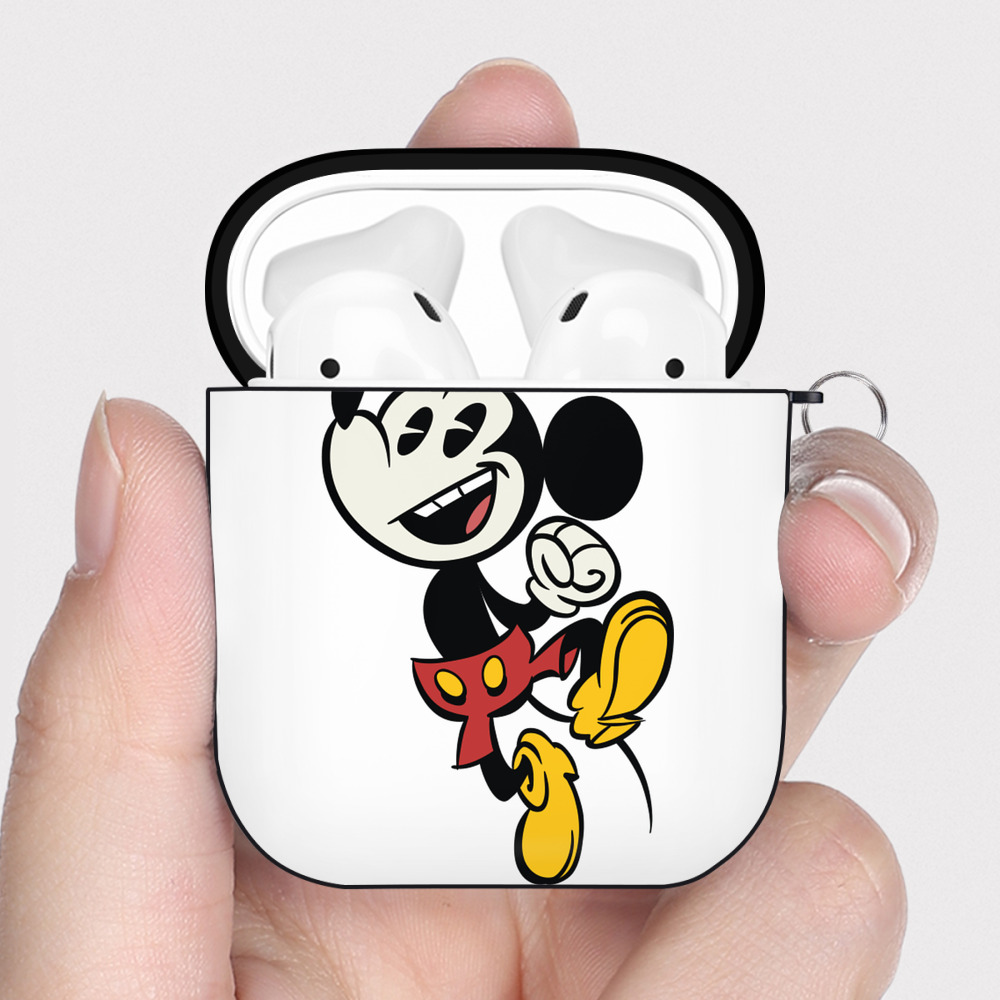 （画像用） ミッキーマウス Mickey Mouse AirPods 第2世代保護ケース ハードシェル ブラック 耐衝撃・防指紋・カラビナ付き
