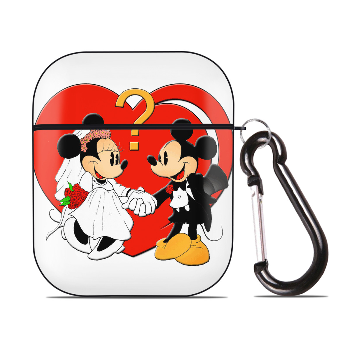 （画像用） ミッキーマウス Mickey Mouse AirPods 第2世代保護ケース ハードシェル ブラック 耐衝撃・防指紋・カラビナ付き
