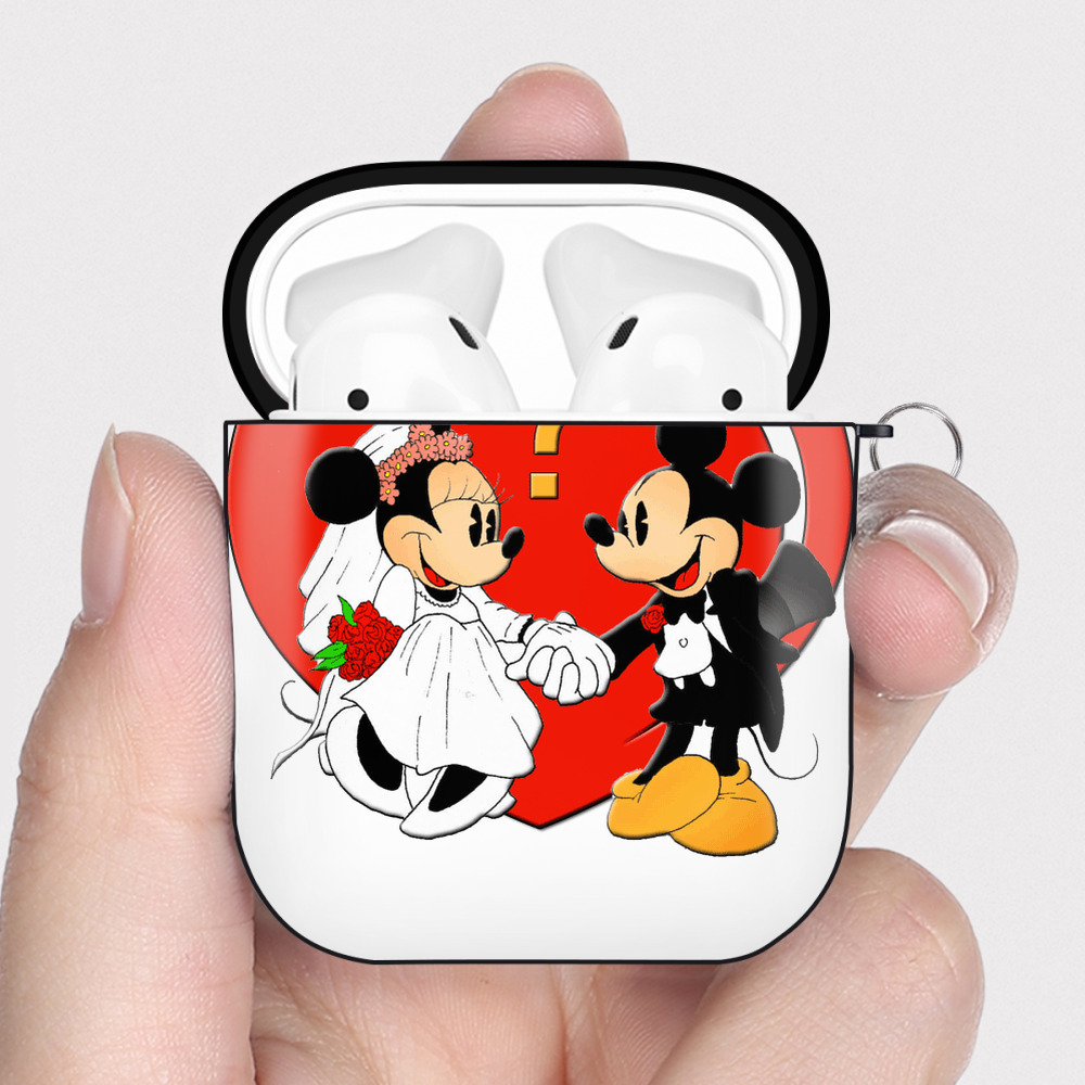 （画像用） ミッキーマウス Mickey Mouse AirPods 第2世代保護ケース ハードシェル ブラック 耐衝撃・防指紋・カラビナ付き