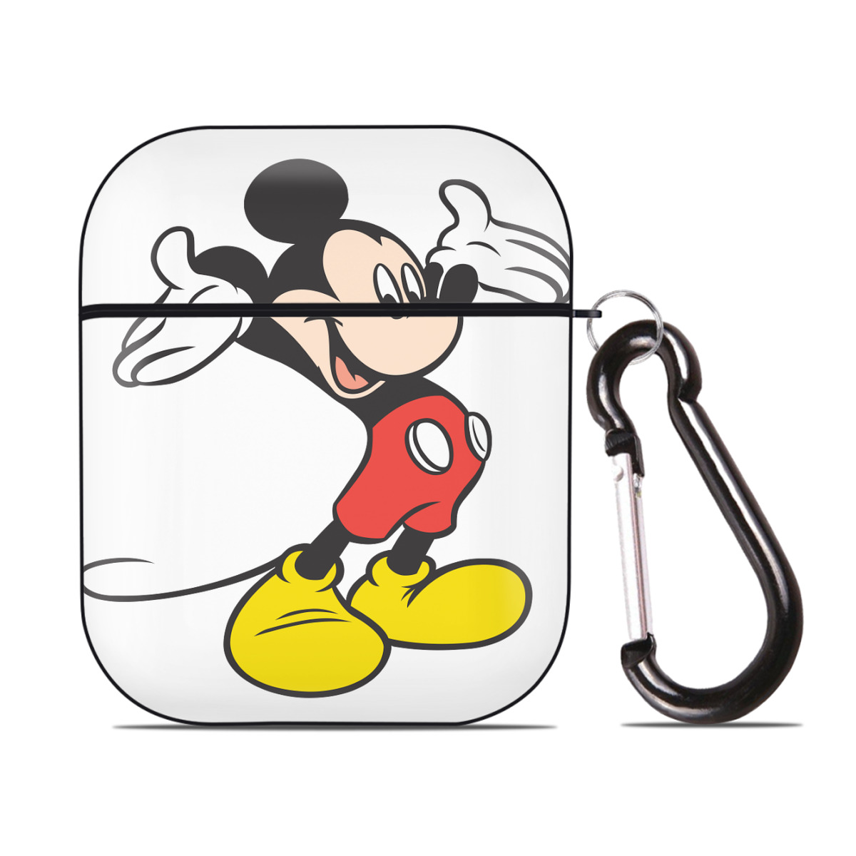 （画像用） ミッキーマウス Mickey Mouse AirPods 第2世代保護ケース ハードシェル ブラック 耐衝撃・防指紋・カラビナ付き