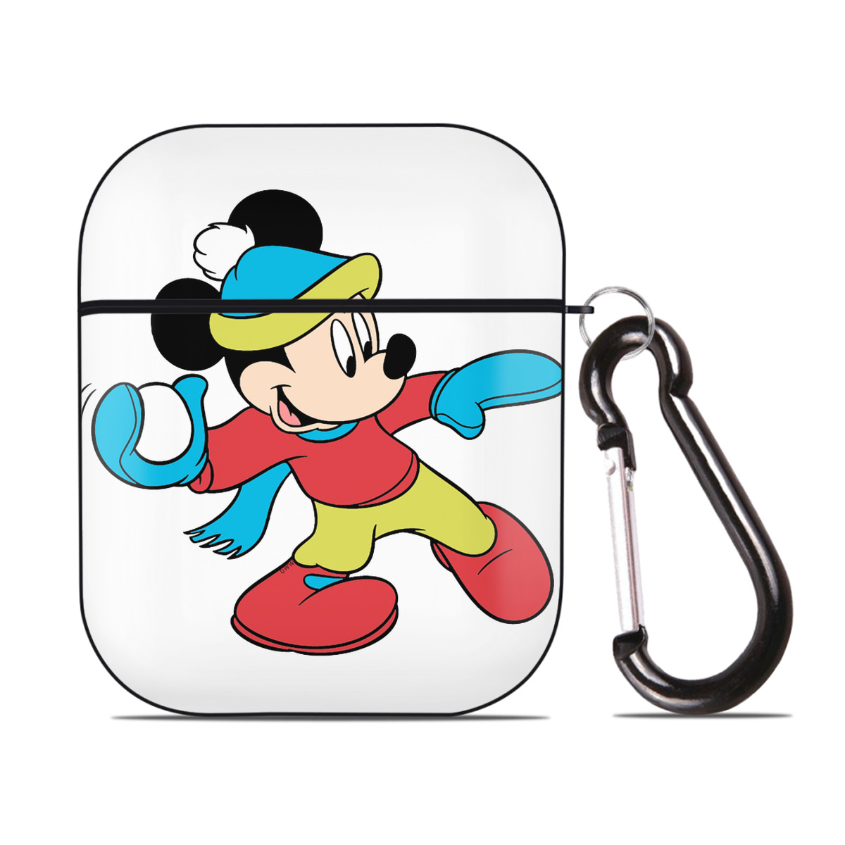 （画像用） ミッキーマウス Mickey Mouse AirPods 第2世代保護ケース ハードシェル ブラック 耐衝撃・防指紋・カラビナ付き