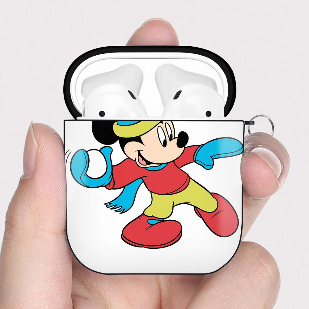 （画像用） ミッキーマウス Mickey Mouse AirPods 第2世代保護ケース ハードシェル ブラック 耐衝撃・防指紋・カラビナ付き
