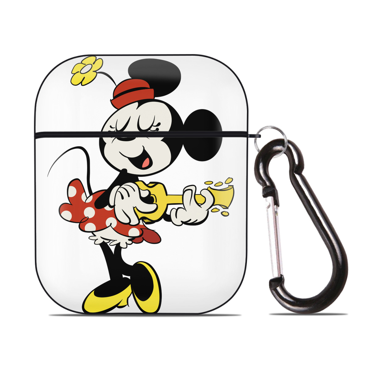 （画像用） ミッキーマウス Mickey Mouse AirPods 第2世代保護ケース ハードシェル ブラック 耐衝撃・防指紋・カラビナ付き